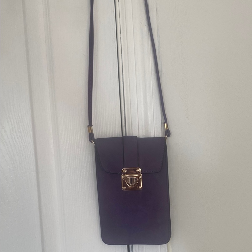 Purple Crossbody Bag with Gold Clasp